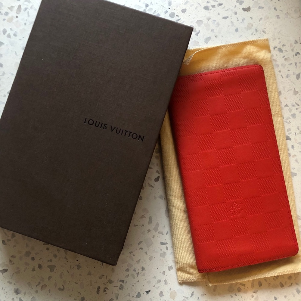 Louis Vuitton Damier infini brazza long wallet Red